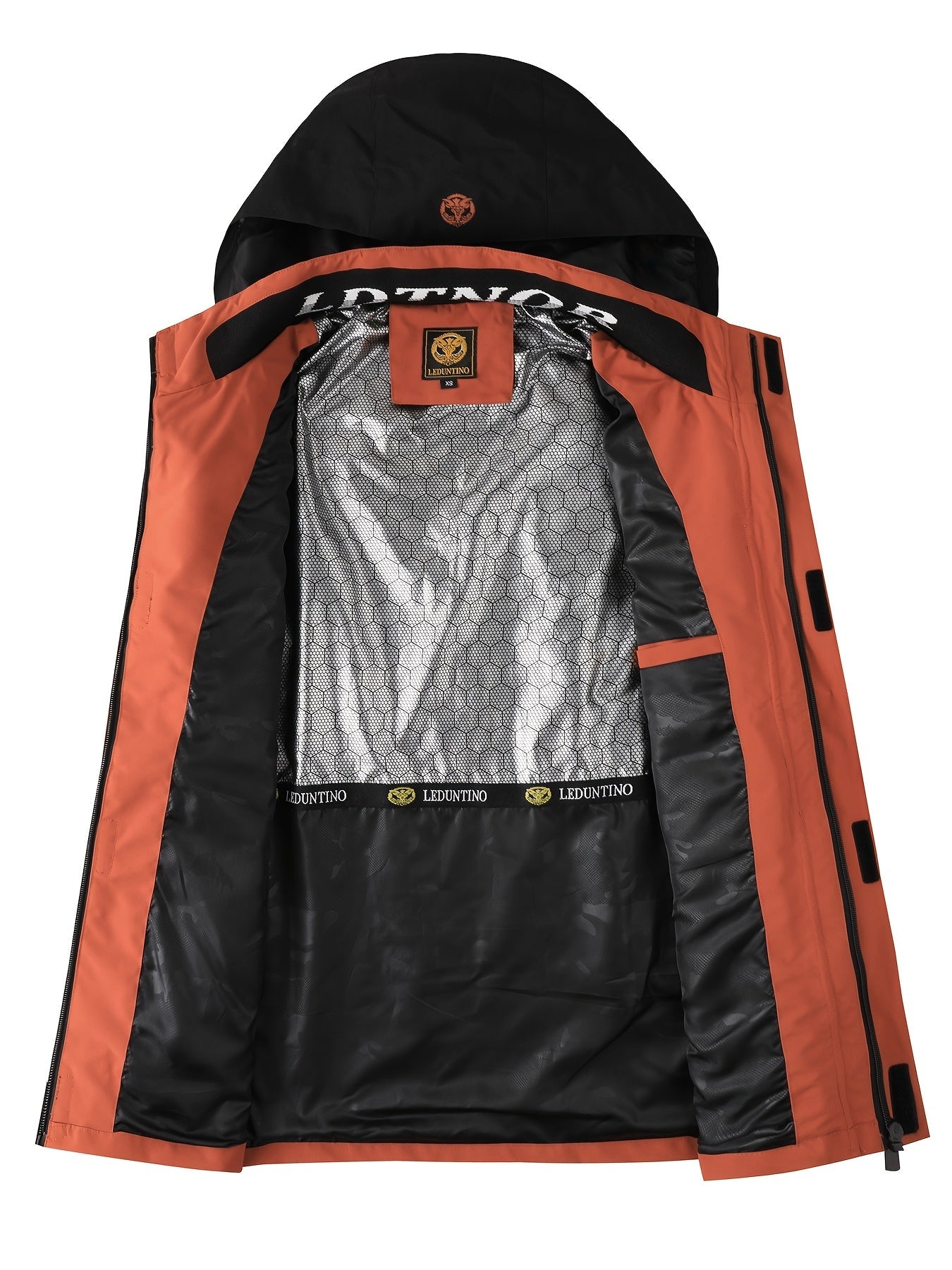 Herrjacka med hel dragkedja, vindtät vadderad bomberjacka – kraftig modell med avtagbar huva