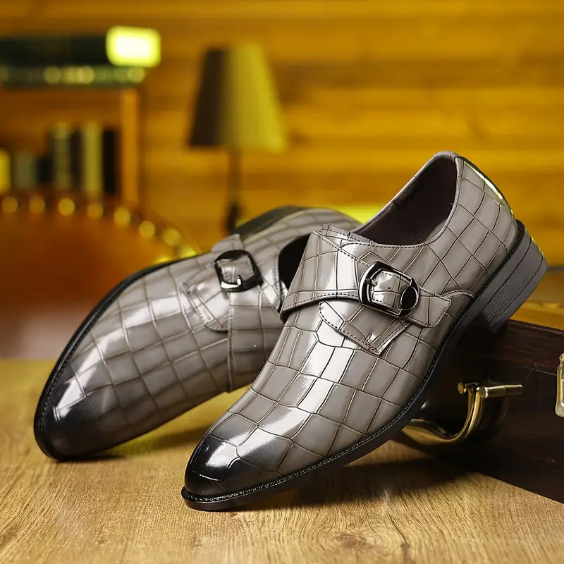 Solorfit | Loafers med krokodilmönster för herr – Stilfulla spänndetaljer och avsmalnande tå