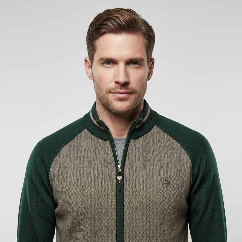 Tom Adams randig kofta med dragkedja – Herrtröja i stickat material