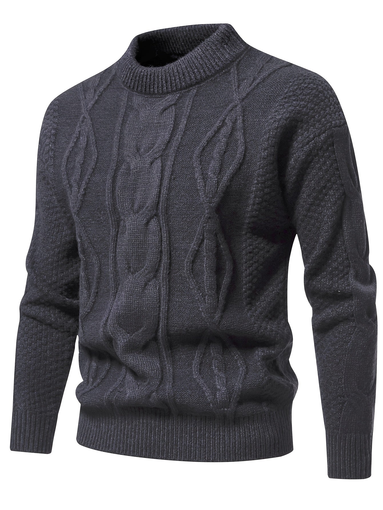 Men’s Solid Knit Sweater – Casual Breathable Crew Neck Long Sleeve