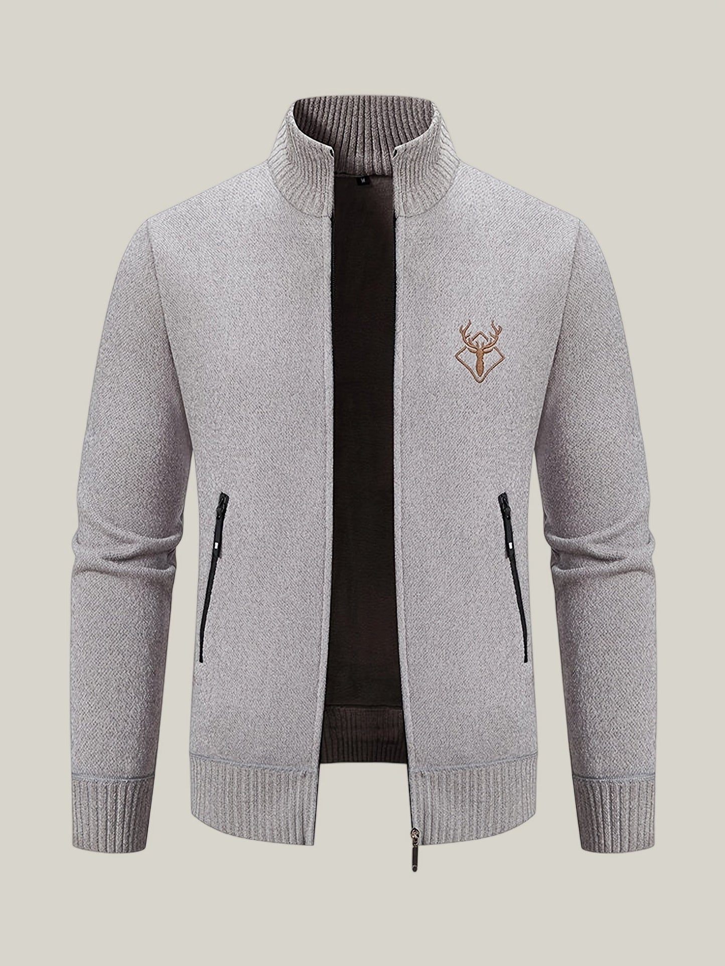 Men Lampweight Zip-Up Cardigan - Stand Collar Sweater Jacket