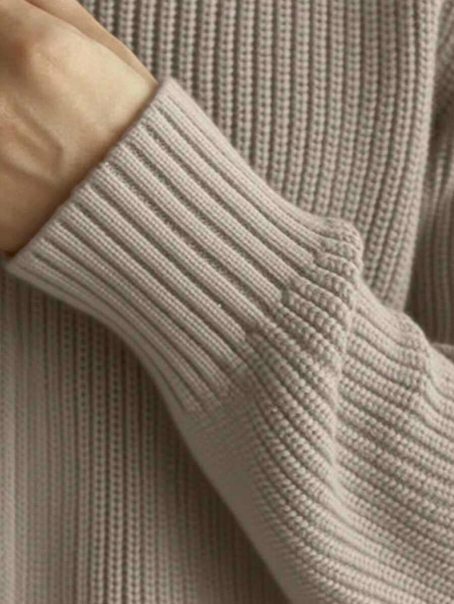 Herrtröja med enfärgad knäppning – Mångsidig stickad tröja för höst och vinter