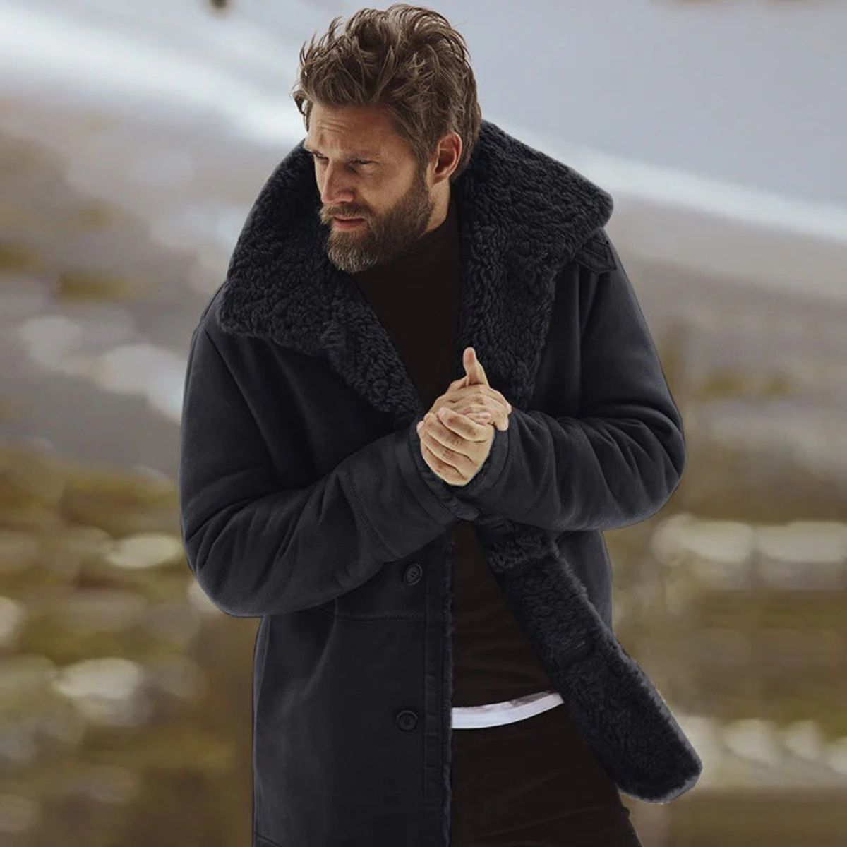 The Aspen Shearling Coat – Men’s Classic Winter Overcoat