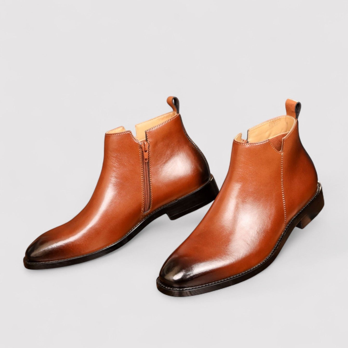 Läder Chelsea-stövlar – Herrstövlar med dragkedja vid vristen