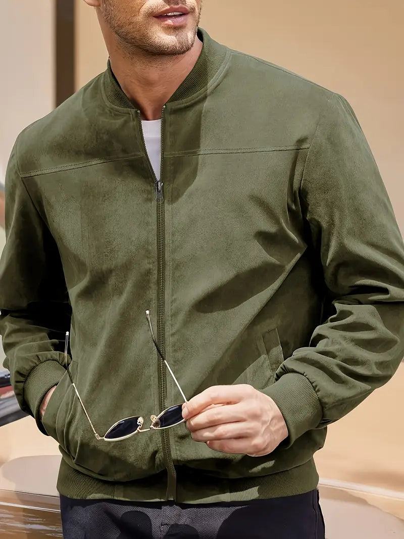 Solorfit | Herrjacka med lampvikt, retro dragkedja – enfärgad, basebollkrage, maskintvättbar, vardagsstil