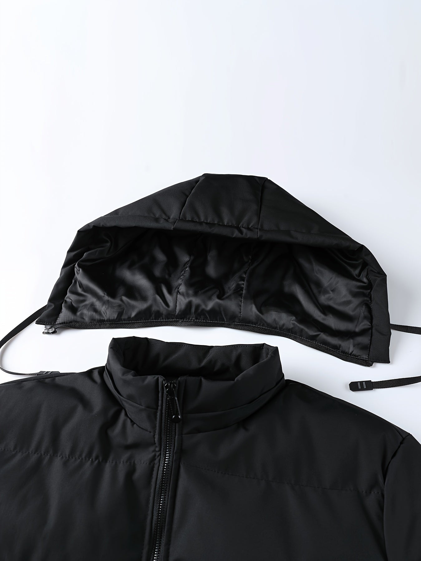 Herrjacka med huva för tuff vinter – slitstark ytterrock med hel dragkedja för kallt väder