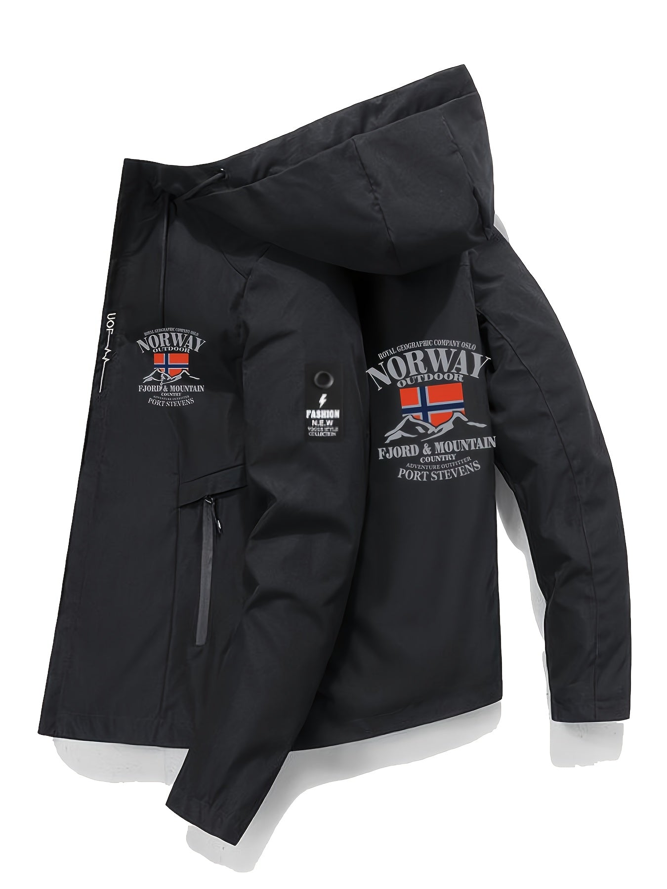 Men’s Norway Flag Hooded Jacket – Casual Spring & Autumn Outerwear