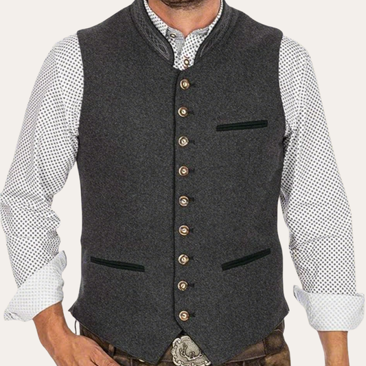 Men’s Traditional Wool Blend Vest – Classic Bavarian Waistcoat | Heritage Trachten Style