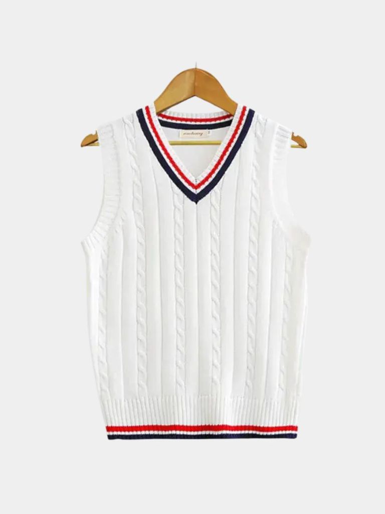 Old Money Väsentlig Stickad Väst – Klassisk Ärmlös Tröjväst med Retrostil