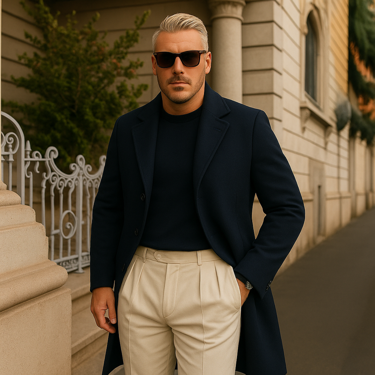 The Langley Mid Trench Length Coat for Men