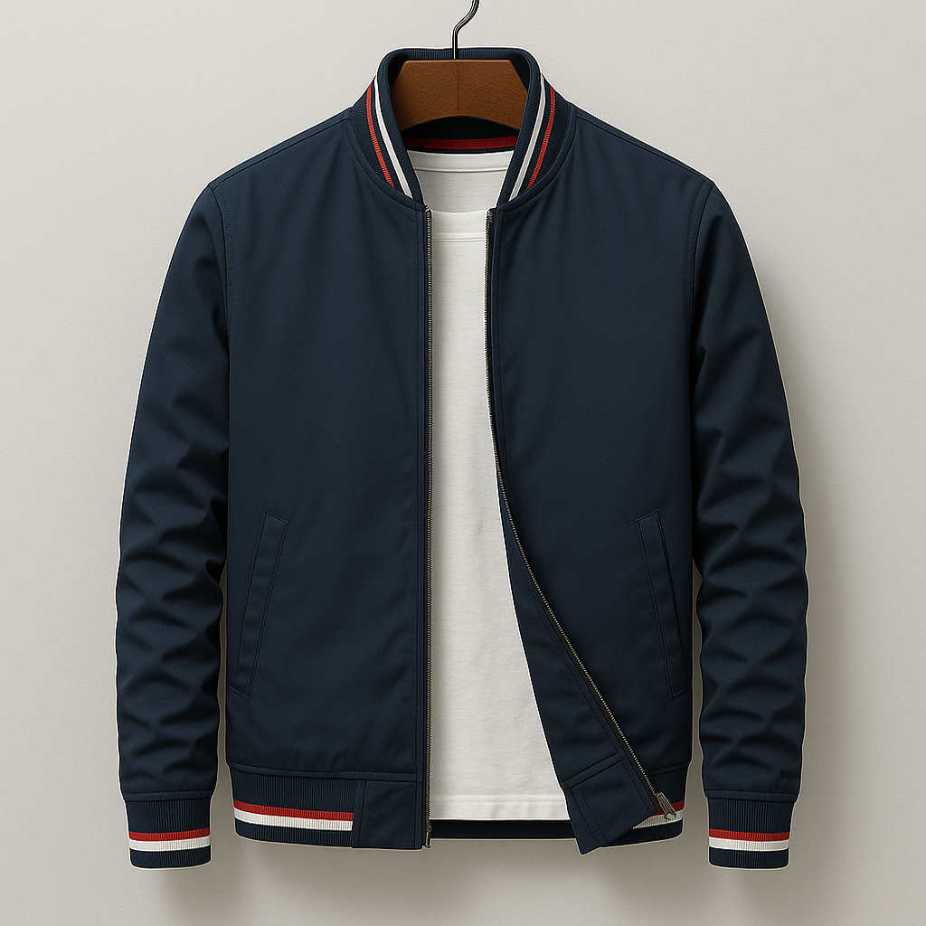 Men’s Ribbed Collar Jacket – Classic Casual Blouson