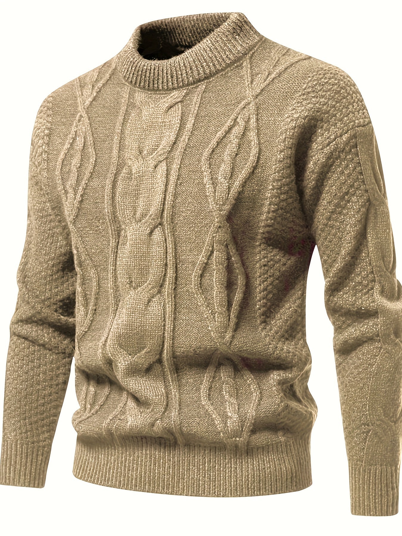 Men’s Solid Knit Sweater – Casual Breathable Crew Neck Long Sleeve