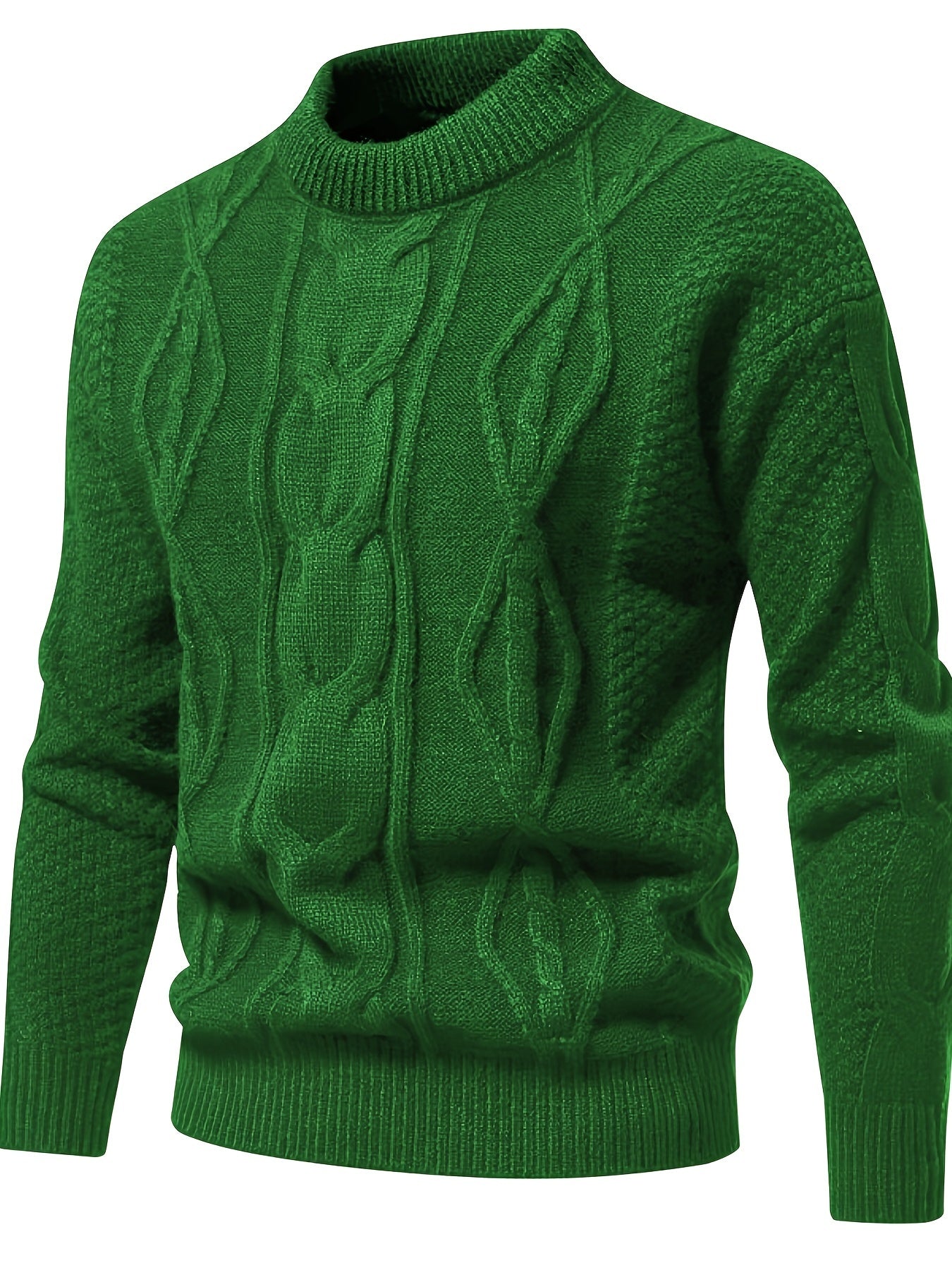 Men’s Solid Knit Sweater – Casual Breathable Crew Neck Long Sleeve