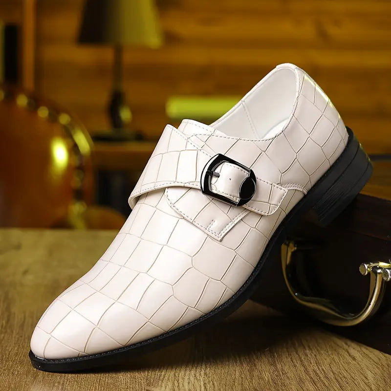 Solorfit | Loafers med krokodilmönster för herr – Stilfulla spänndetaljer och avsmalnande tå