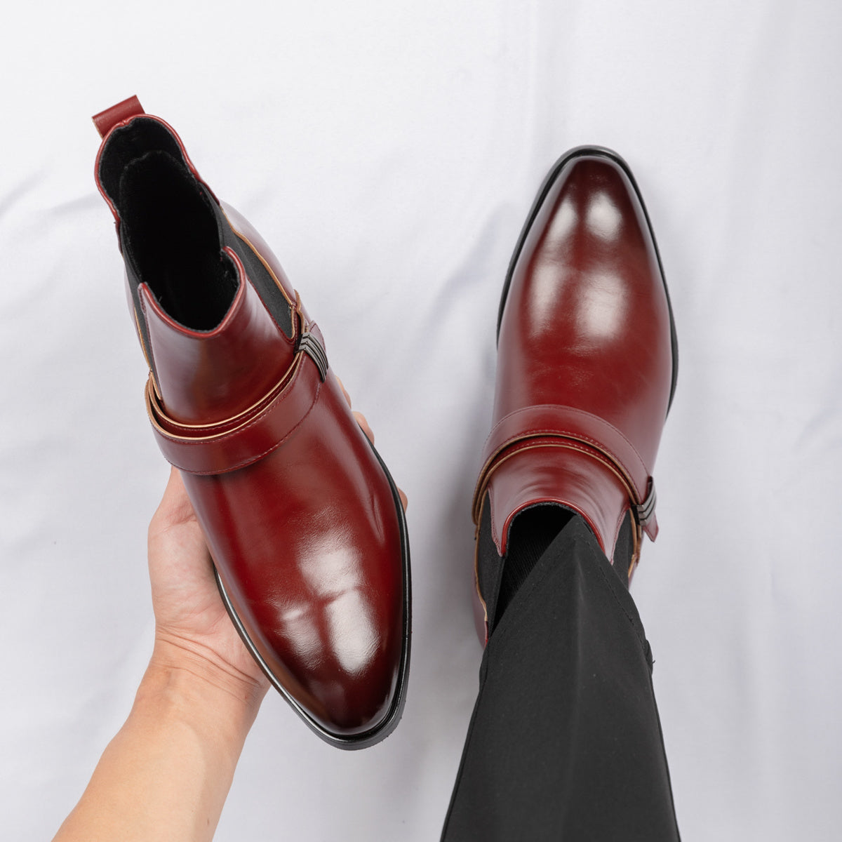 Men’s Chelsea Boots Red Sole – Sleek Pull-On Ankle Boot