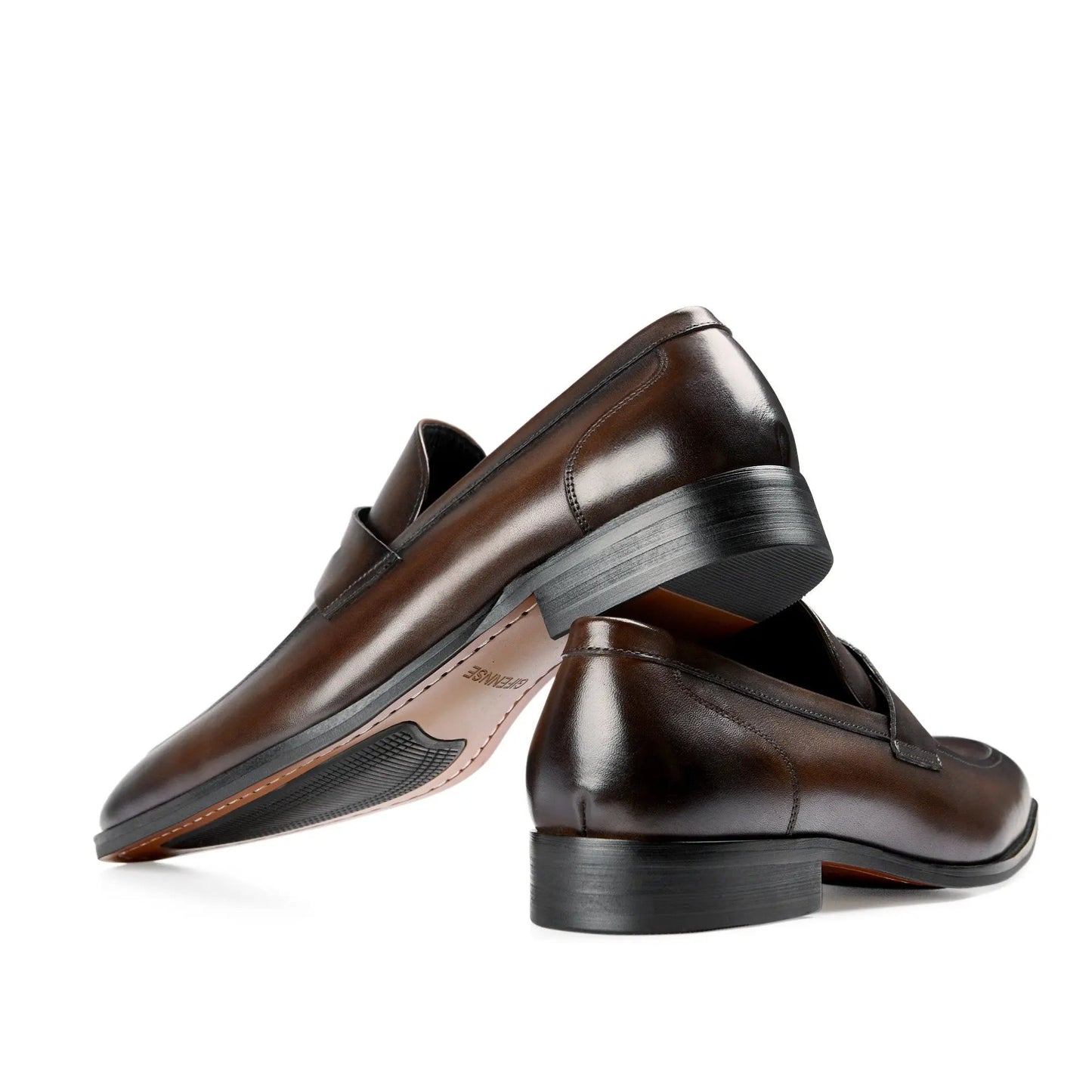 Läderpennskor för herrar med insteg