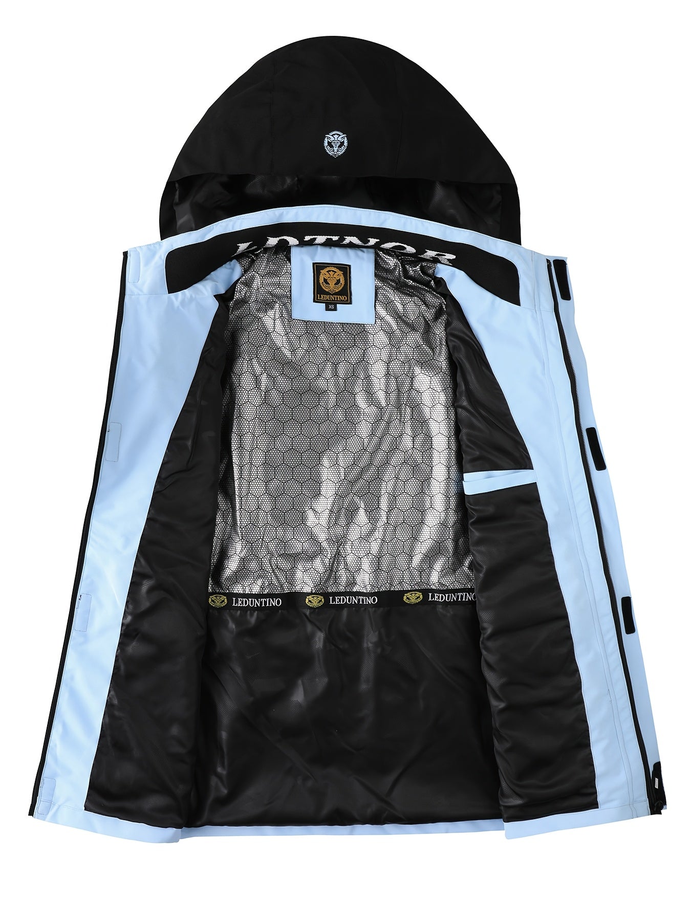 Herrjacka med hel dragkedja, vindtät vadderad bomberjacka – kraftig modell med avtagbar huva