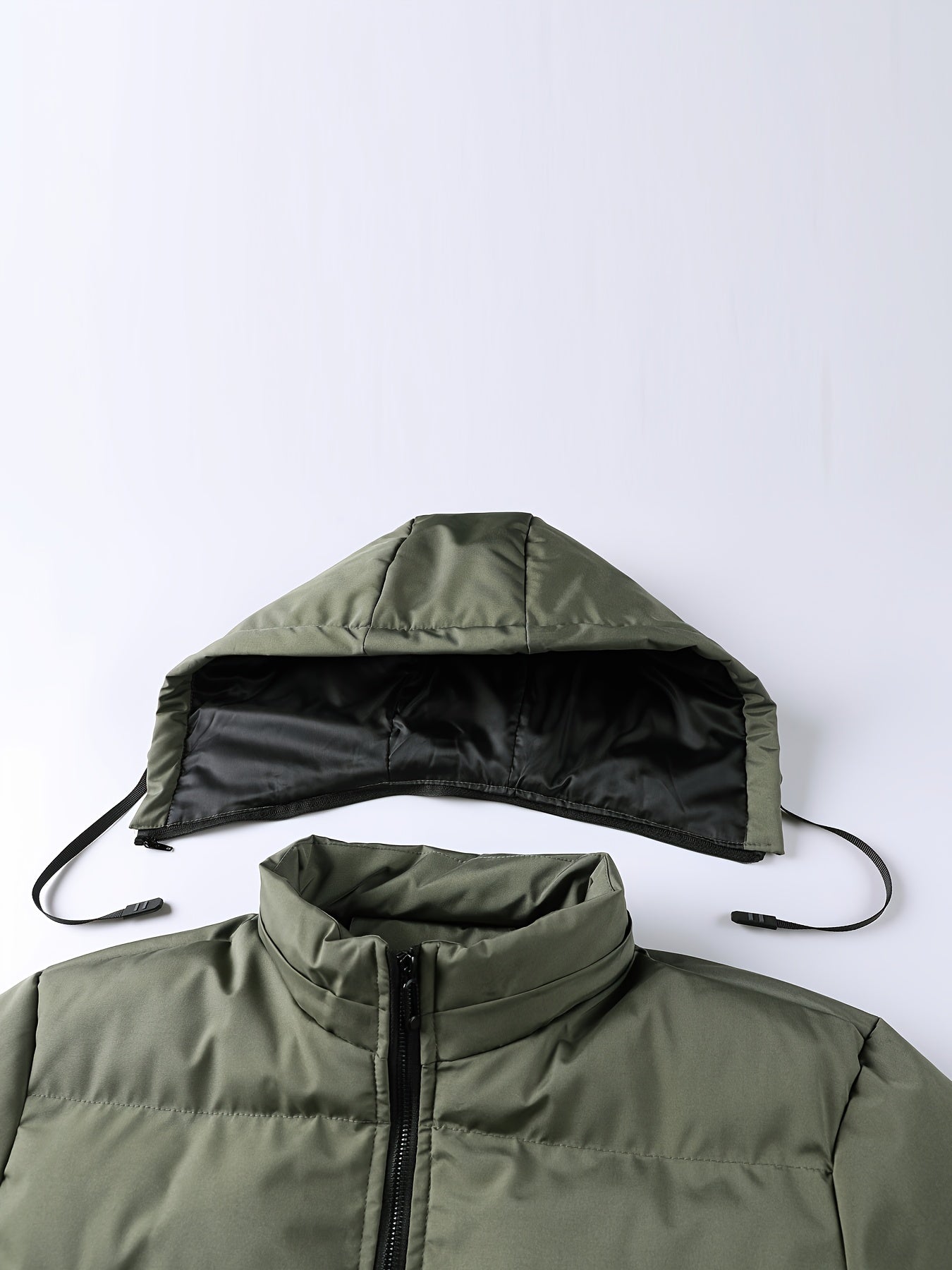 Herrjacka med huva för tuff vinter – slitstark ytterrock med hel dragkedja för kallt väder