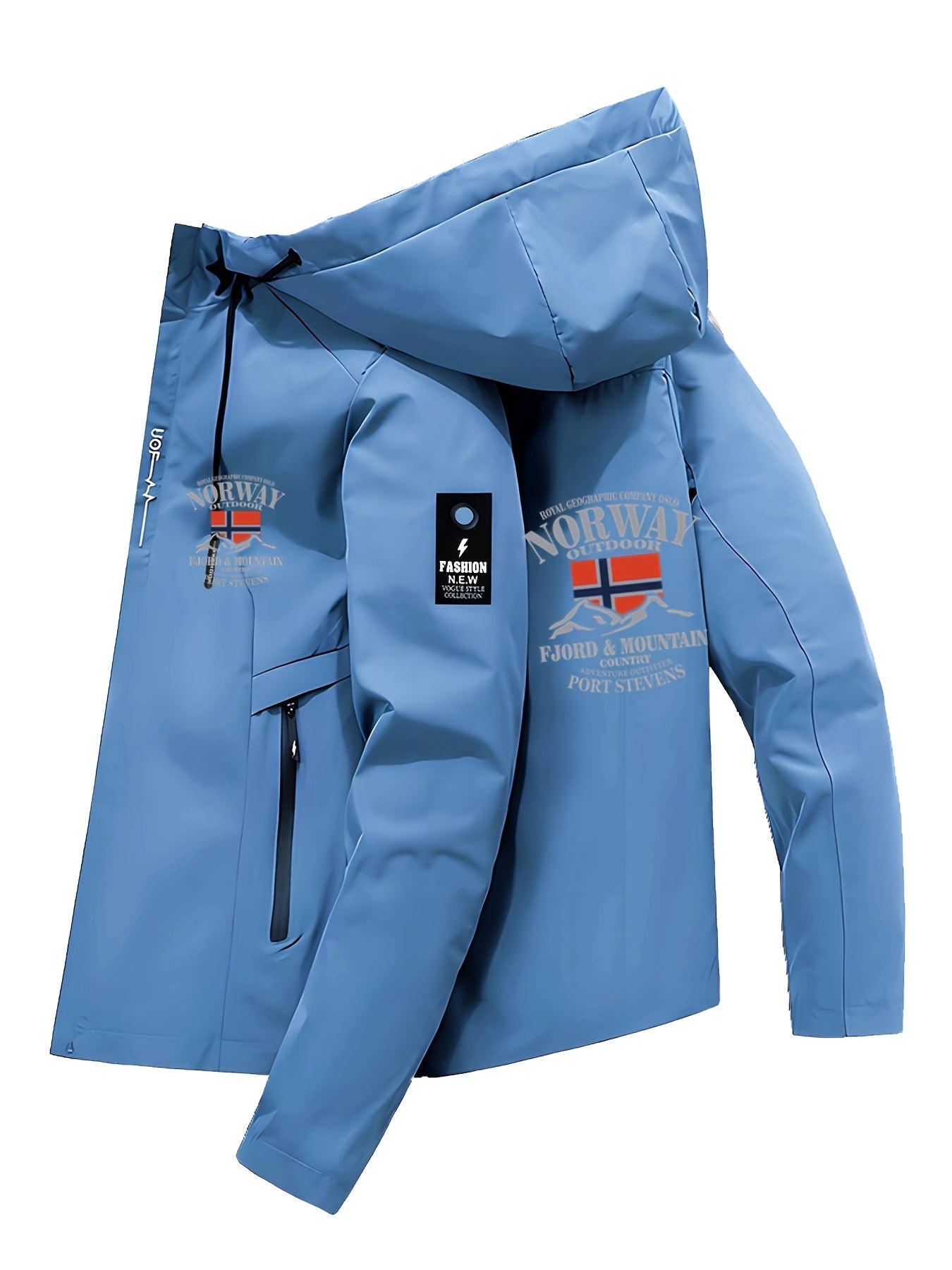 Men’s Norway Flag Hooded Jacket – Casual Spring & Autumn Outerwear