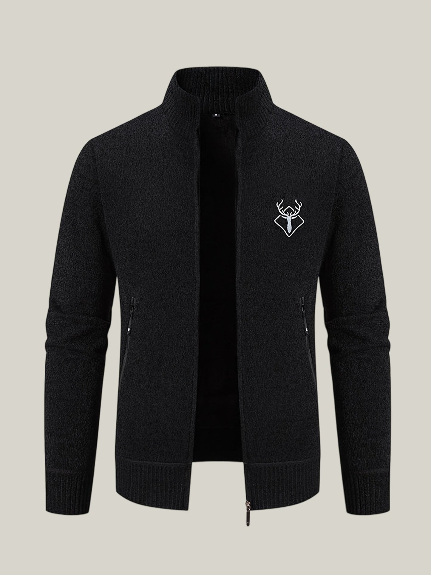 Men Lampweight Zip-Up Cardigan - Stand Collar Sweater Jacket