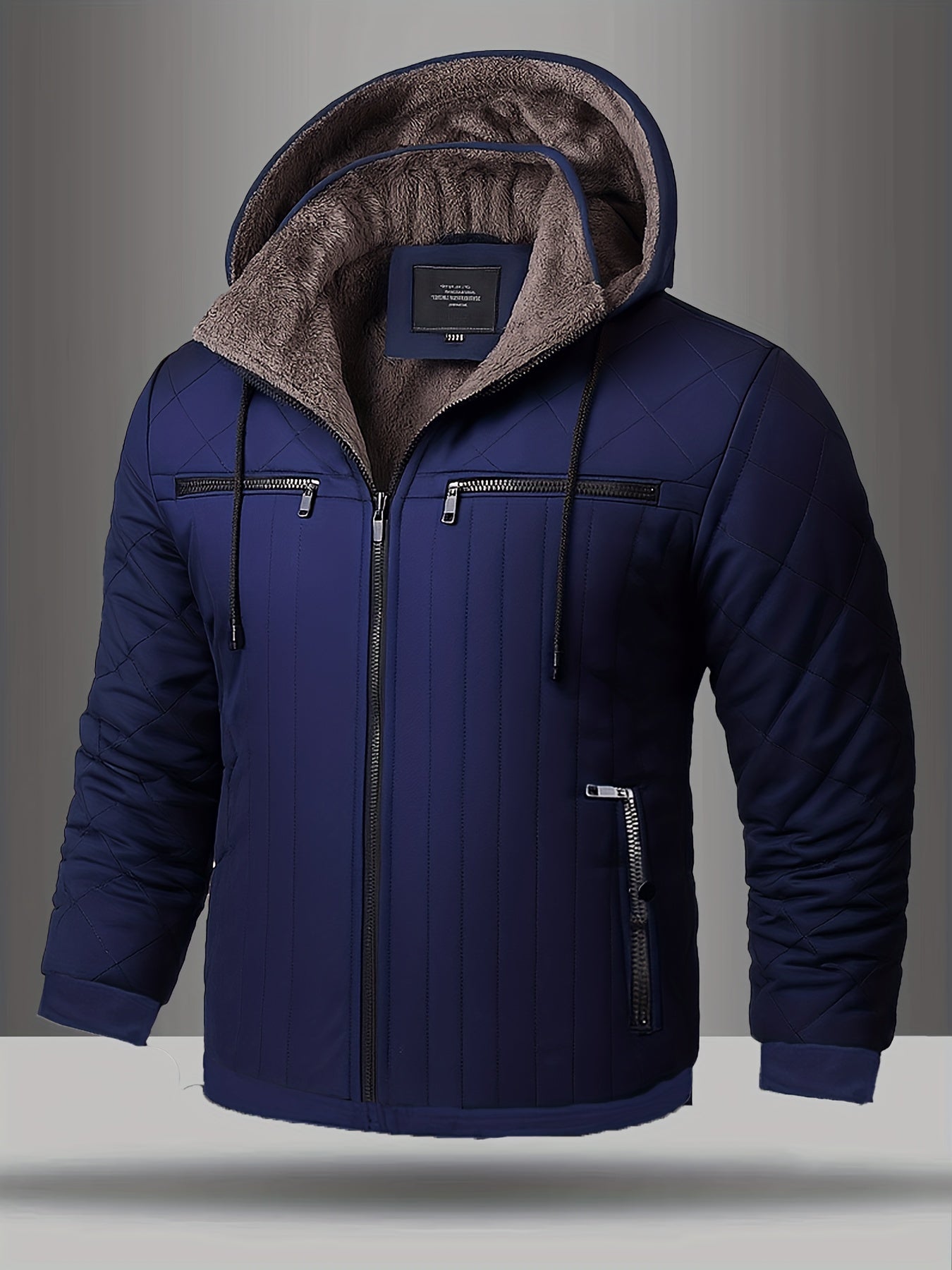 Herrens tungviktiga vinterjacka – termoisolerad huva för kallt väder