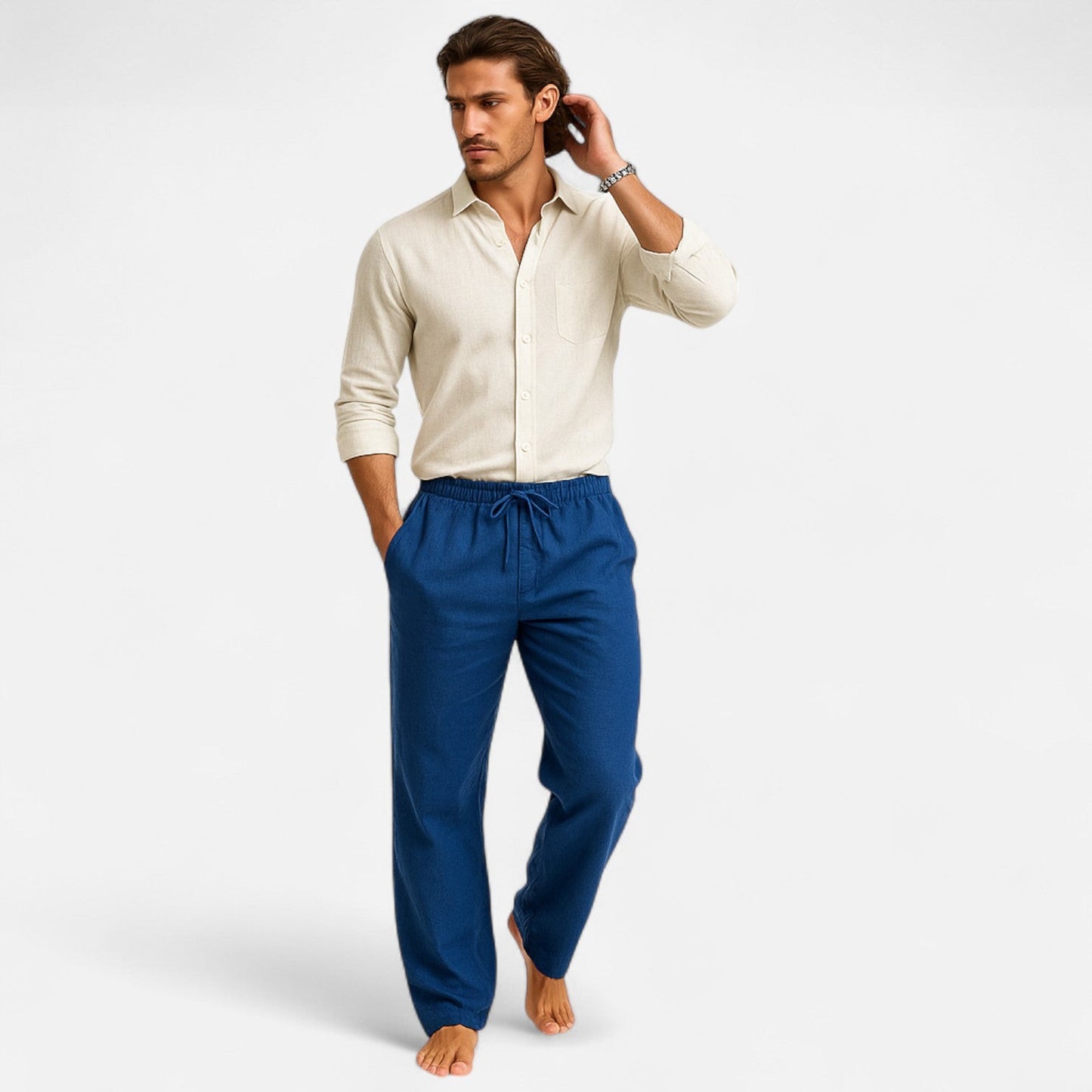 Solorfit | Linnebyxor med vida ben för män