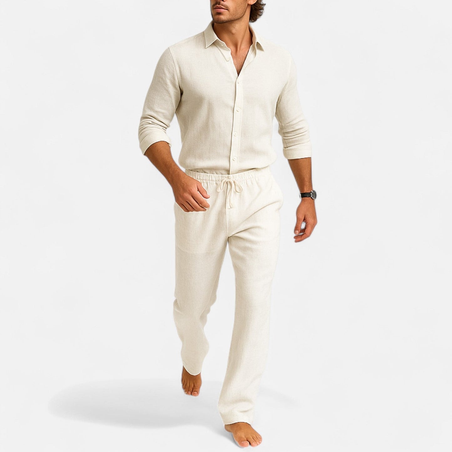 Solorfit | Linnebyxor med vida ben för män