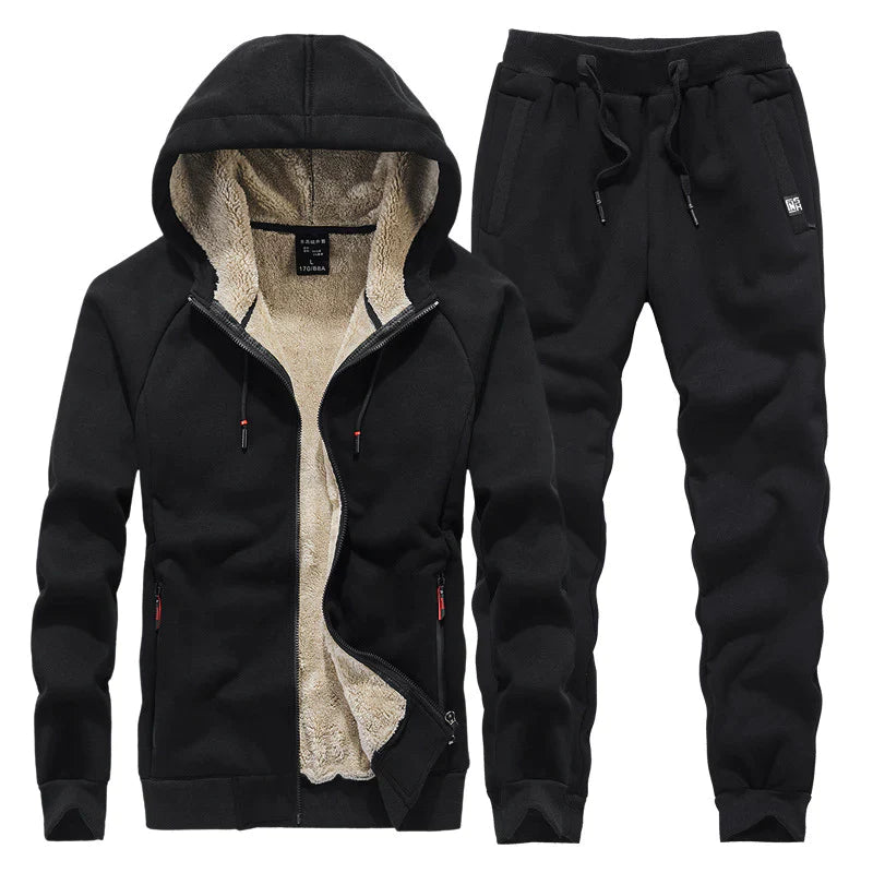 Men’s Thick Warm Fleece Tracksuit – Comfortable Winter Jogging Set
