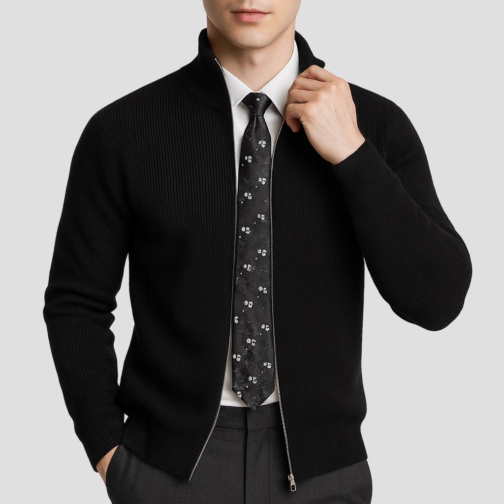 Mason Mysig Stickad Tröja med Dragkedja – Herr Mjuk Heldragkedjad Stickning