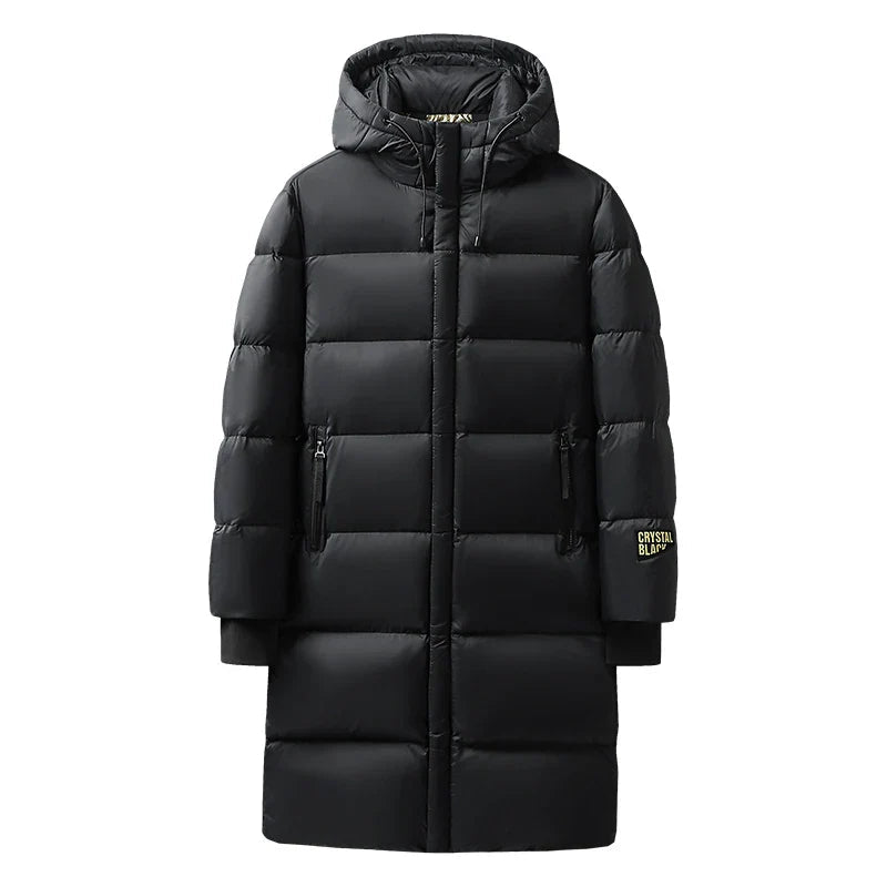 Men’s Long Winter Down Jacket – Warm Padded Coat for Cold Weather