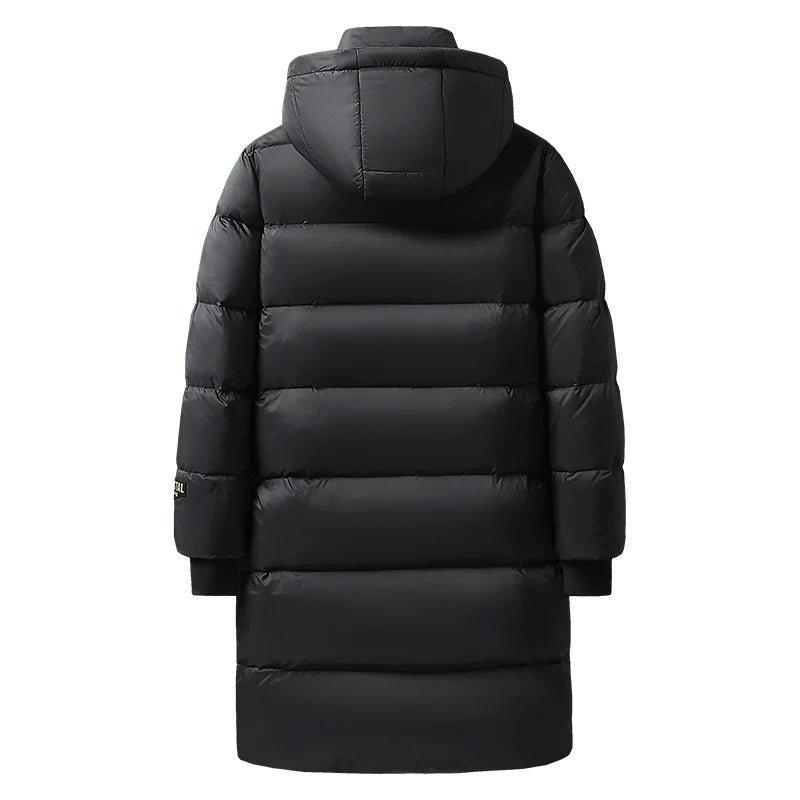 Men’s Long Winter Down Jacket – Warm Padded Coat for Cold Weather