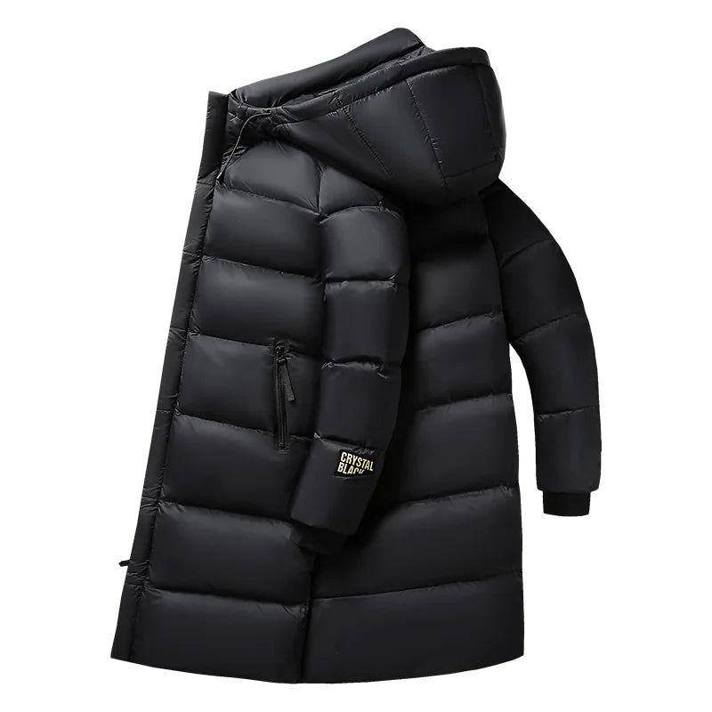 Men’s Long Winter Down Jacket – Warm Padded Coat for Cold Weather