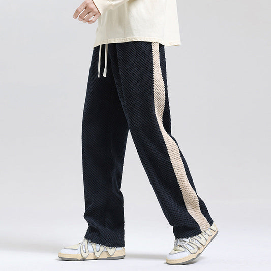 Men’s Wide-Leg Stripe Pants – Loose Fit Trousers