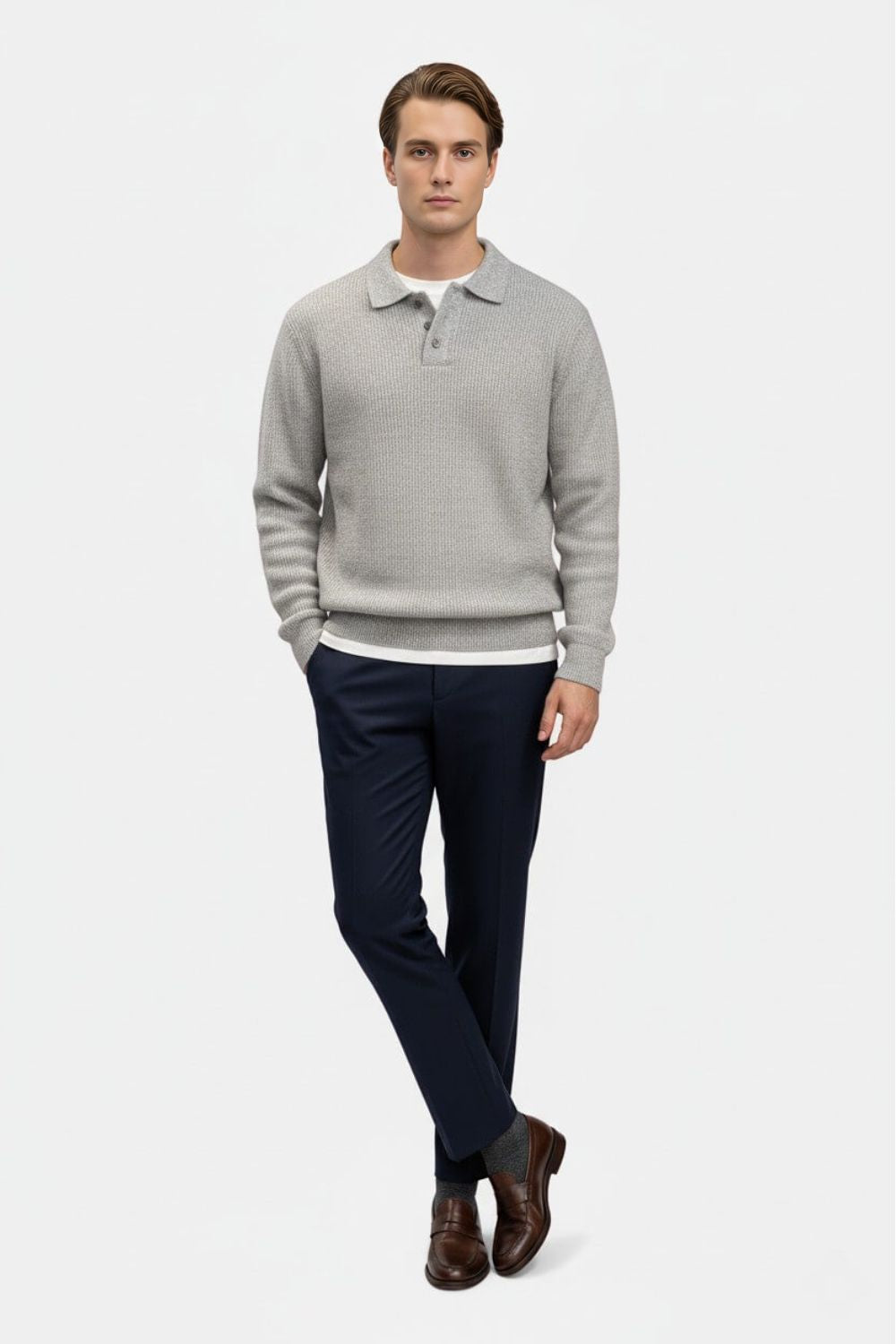 Solorfit | Men’s Knitted Jumper – Polo Collar High Stretch Autumn Winter
