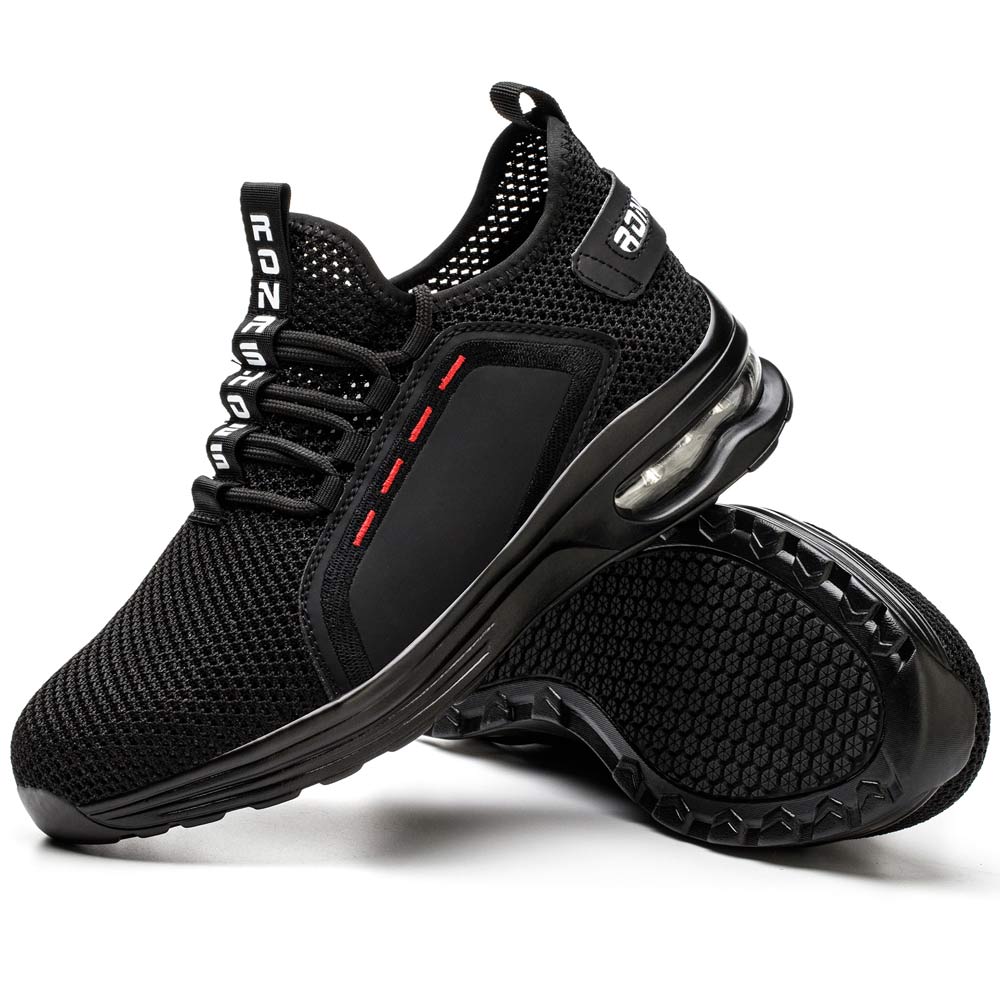 Luna Black Safety Shoes – Men’s Lampweight Steel Toe Work Sneakers with Slip-Resistant Sole