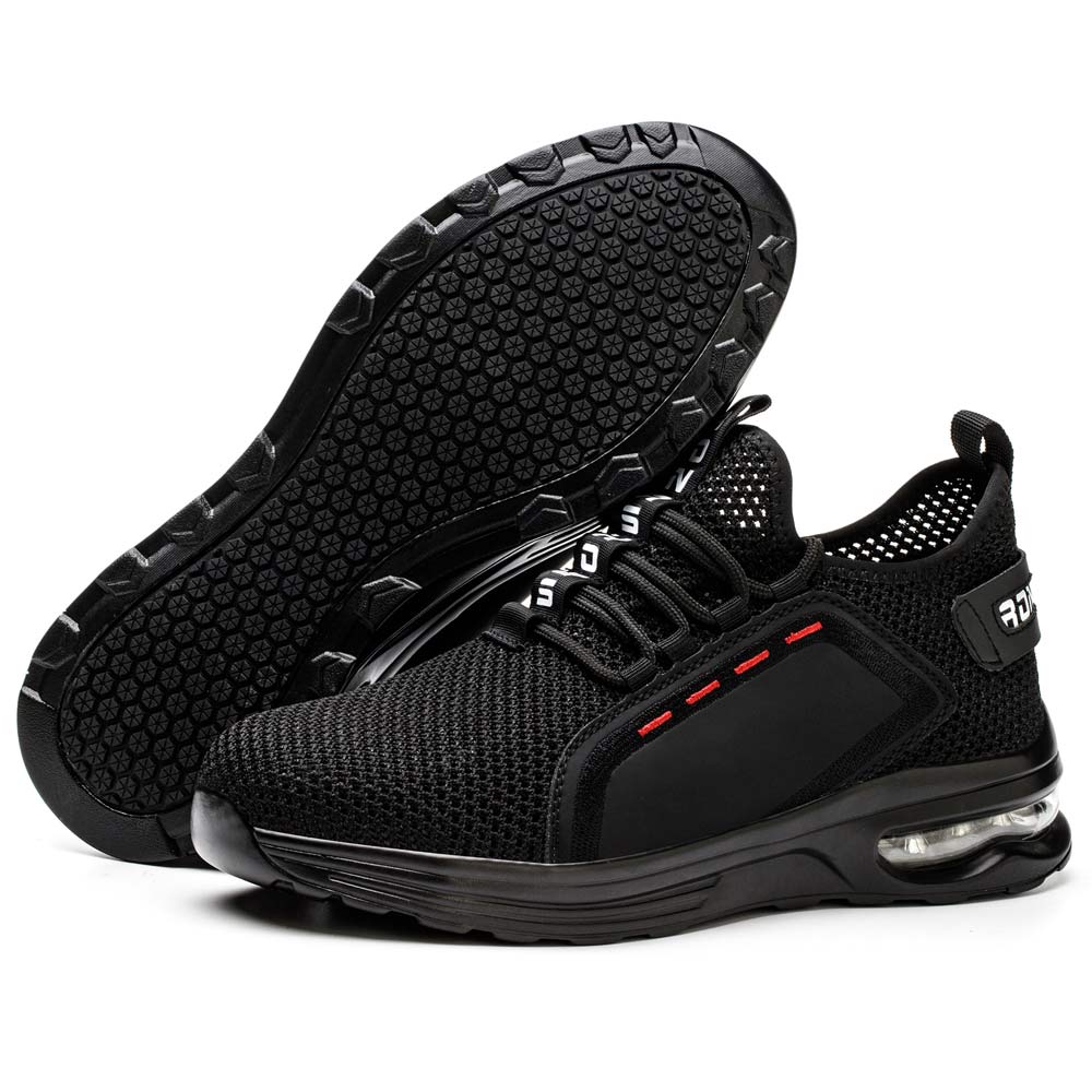 Luna Black Safety Shoes – Men’s Lampweight Steel Toe Work Sneakers with Slip-Resistant Sole