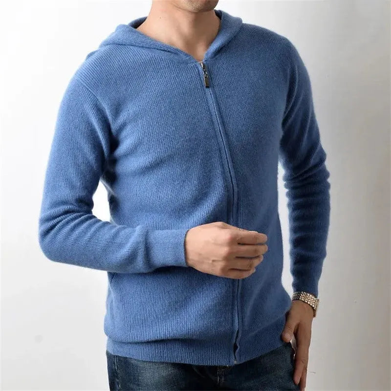 Men Luxe Cashmere Zippered Hoodie