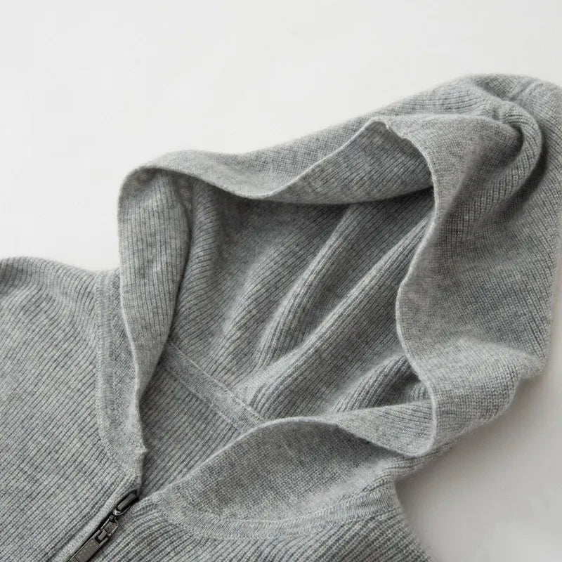 Men Luxe Cashmere Zippered Hoodie