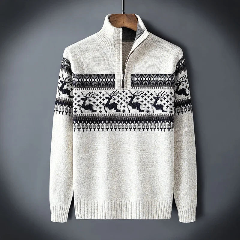 Men’s Half-Zip Reindeer Sweater