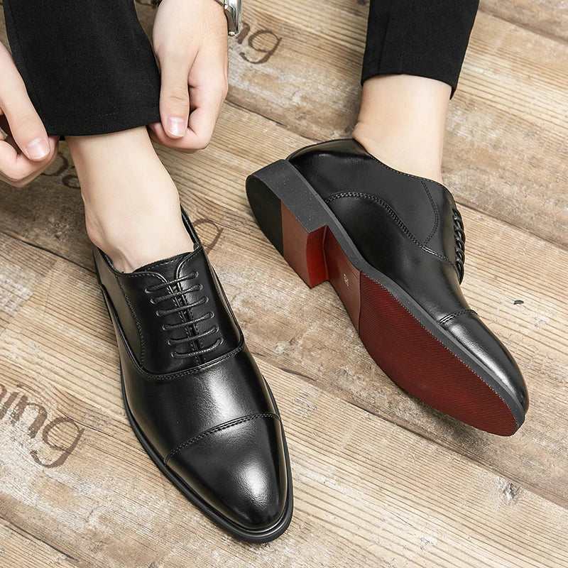 Luca Giordano Leather Oxford Shoes Italian Red Sole