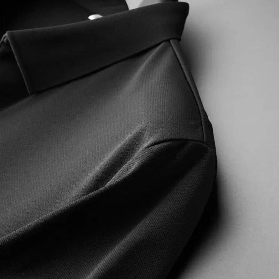 Herrars lyxiga tvådelade pikétröja och byxor set – stilfullt, bekvämt och mångsidigt