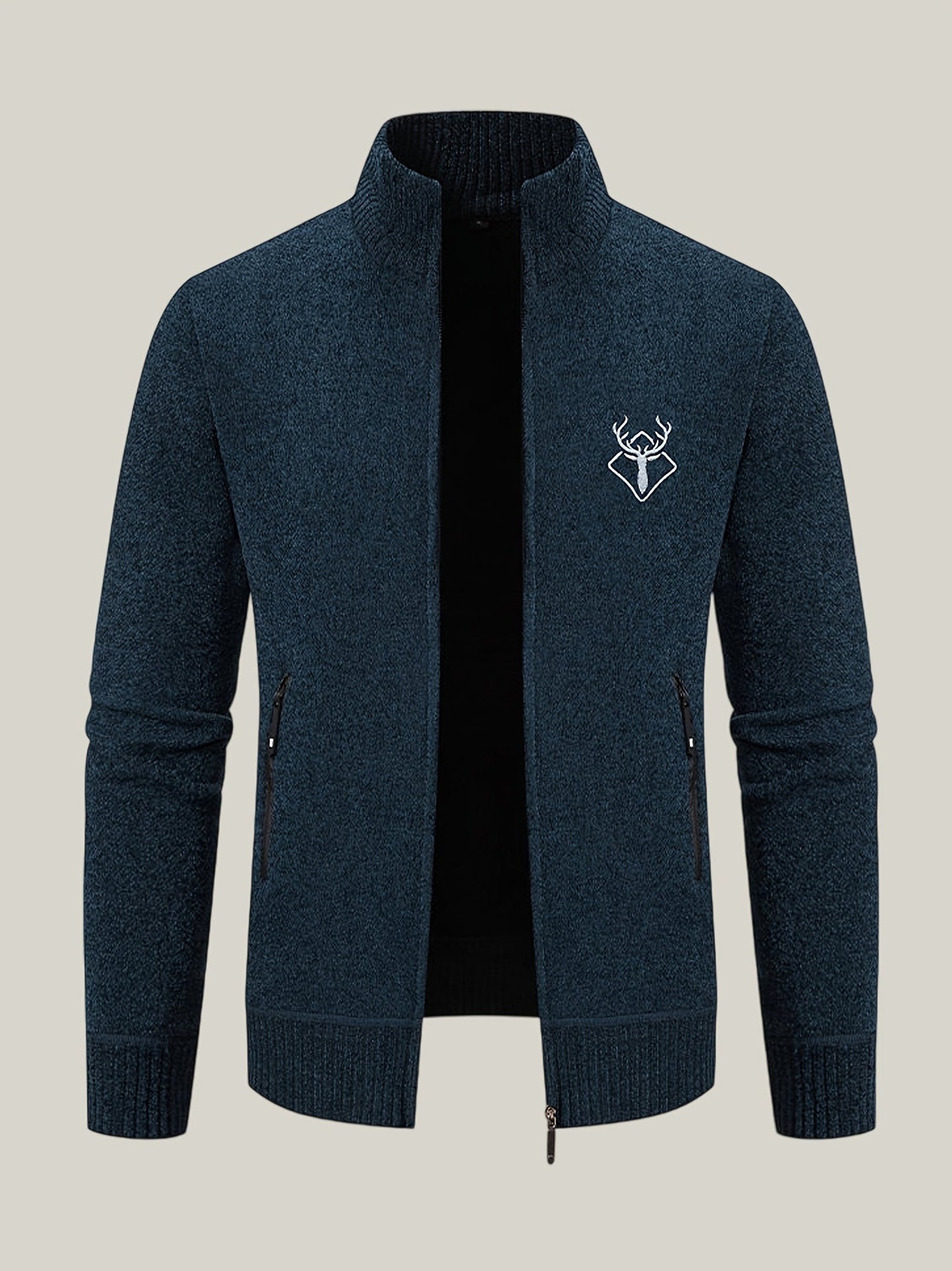 Men Lampweight Zip-Up Cardigan - Stand Collar Sweater Jacket