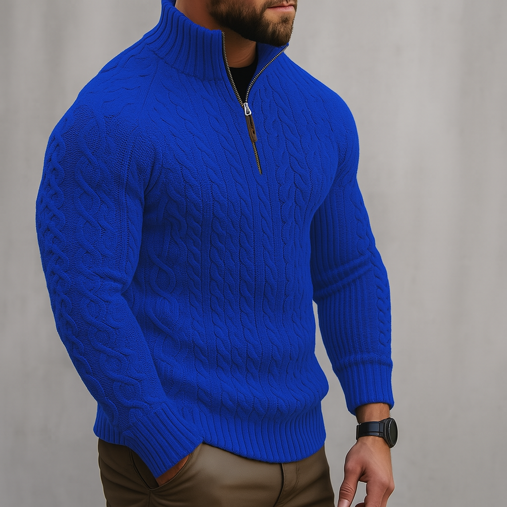 Men Slim Fit Half Zip Pattern Christmas Sweater
