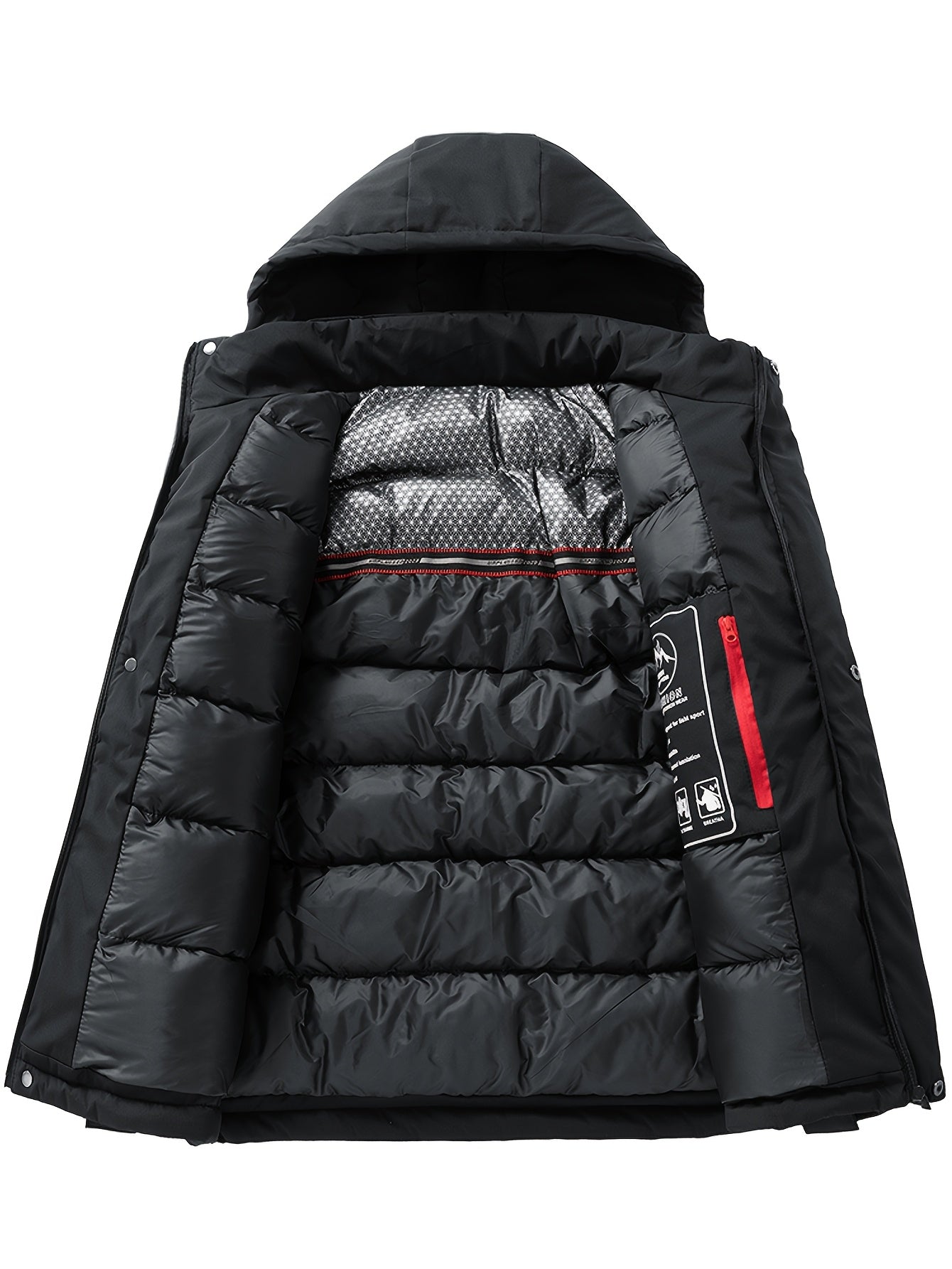 Herrens vadderade vinterjacka – tjock varm huva för vardagsbruk