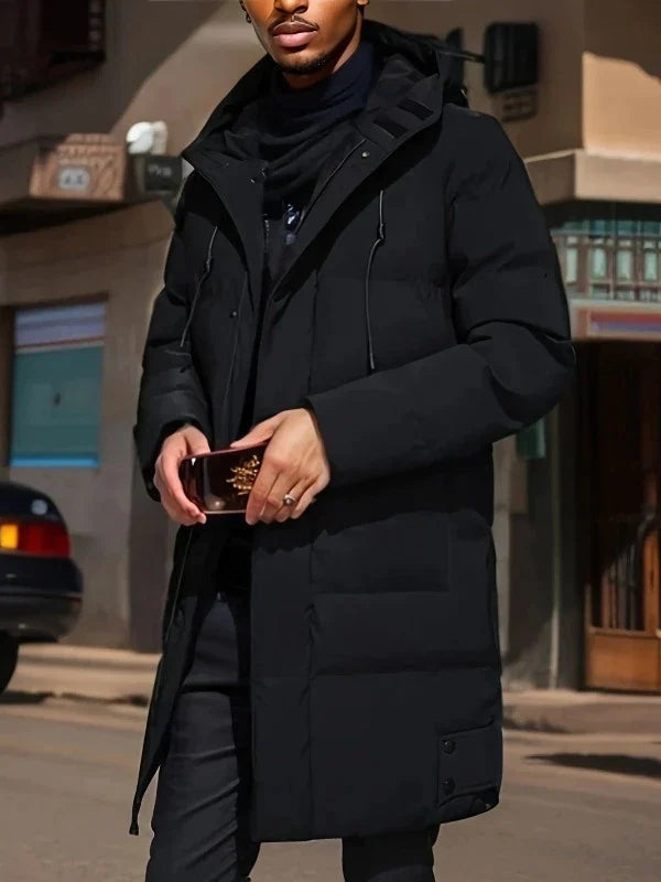 Elegant Long Men’s Coat – Warm Winter Overcoat