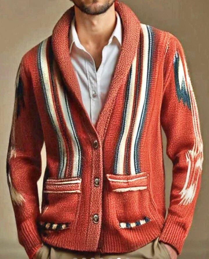 Frontier Weave Men Wool Cardigan