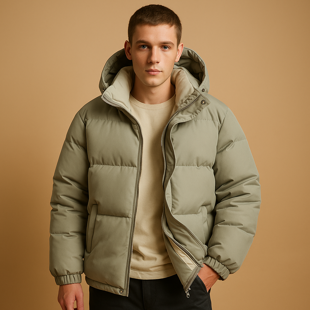 Milan Men’s Hooded Puffer Jacket – Lampweight Quilted Winter Coat
