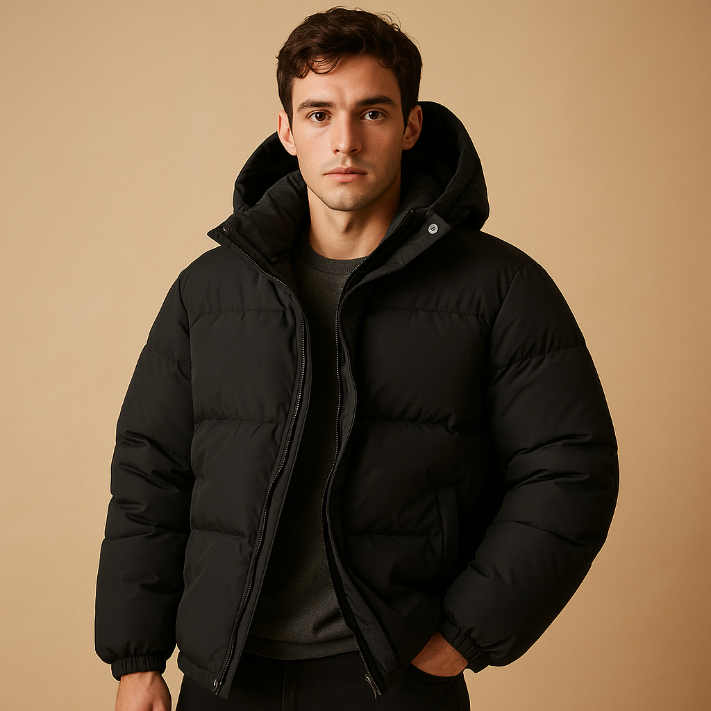 Milan Men’s Hooded Puffer Jacket – Lampweight Quilted Winter Coat