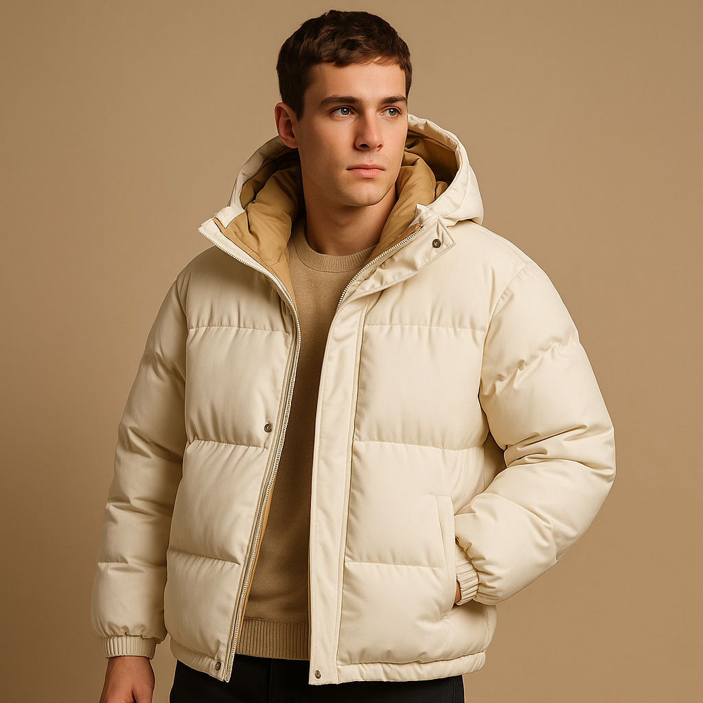 Milan Men’s Hooded Puffer Jacket – Lampweight Quilted Winter Coat