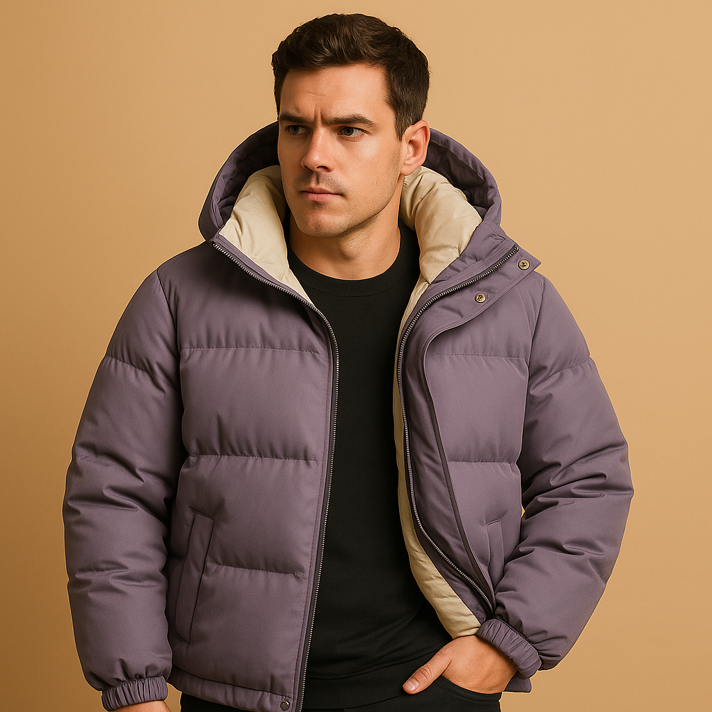 Milan Men’s Hooded Puffer Jacket – Lampweight Quilted Winter Coat